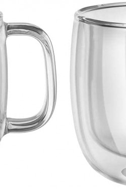 Sorrento Double Glass Cappucino Glass with Handle S, 450 ml, Glass, Clear Glass