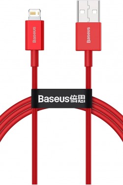 Câble de charge supérieur USB-A et Lightning 2,4 A, 100 centimètres, rouge, 11517