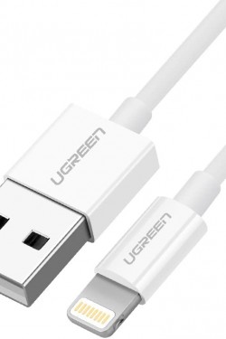 Câble de charge et de données iOS Lightning, certifié MFi, blanc, 1 mètre