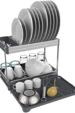 Foldable 2 Tier Aluminum Dish Rack