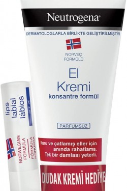 Crème Mains Sans Parfum Formule Norvégienne pour Mains Sèches et Gercées (1 x 75 mL) + Crème Lèvres
