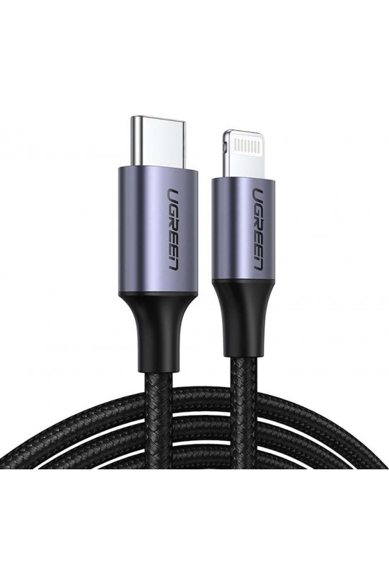 Câble de charge rapide tressé de type C à Lightning noir 1,5 mètre Câble de charge rapide tressé de type C à Lightning noir 1,5 mètre