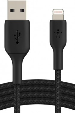 Geflochtenes Lightning-Kabel (Boost Charge Lightning auf USB-Kabel für iPad, AirPods), MFi-zertifiziertes Ladekabel, geflochtenes Lightning-Kabel (1 m, Schwarz).