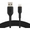 Örgülü Lightning Kablosu (, iPad, AirPod'lar için Boost Charge Lightning - USB Kablosu) MFi Sertifikalı  Şarj Kablosu, Örgülü Lightning Kablosu (1 m, Siyah