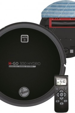 H-GO 300 HYDRO 2si1 Arada Akıllı Robot Süpürge, Süpürme ve Paspaslama, 350 ml Hazne, 120 dk Pil Ömrü, 18 V Siyah