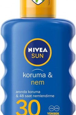 Sun SPF 30 Koruma & Nem Güneş Spreyi, Suya Dayanıklı Nemlendirici Güneş Kremi (200 ml)