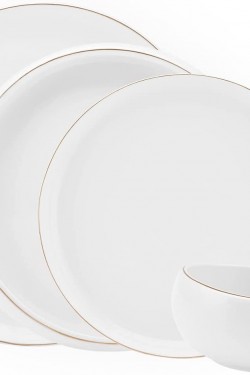 Streamline Hole Gold Vaisselle en porcelaine 24 pièces pour 6 personnes