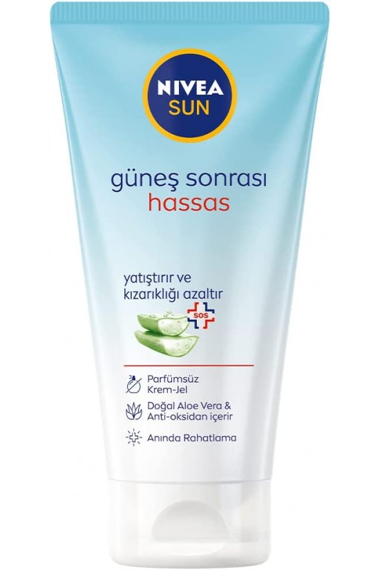 Sun Hassas Cilt Güneş Sonrası Krem Jel e Vera Özlü, 48 Saat Nemlendirme (175 ml)