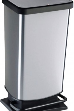 P Çöp Kutusu, Metalik Gri, 40L