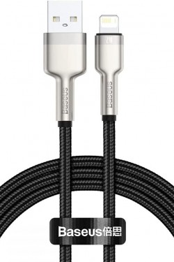 Cafule Metal Serisi, Şarj & Data Aktarım Kablosu, Siyah, 1 m, 2.4 A, USB Type A & Lightning