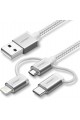 3 in 1 Braided Type-C Micro USB Charging Cable Silver 1.5 Meter 3 in 1 Braided Type-C Micro USB Charging Cable Silver 1.5 Meter