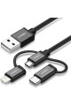 3-in-1 iOS Lightning Type-C Micro USB Charge and Data Cable Black, 1 Meter 3-in-1 iOS Lightning Type-C Micro USB Charge and Data Cable Black, 1 Meter