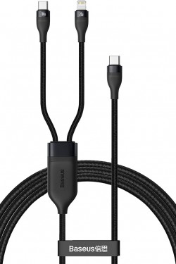 Flash 2in1, USB-C & 100 W USB-C & 20 W Lightning-Ladekabel, 2 Meter, Schwarz, CA1T2-F01