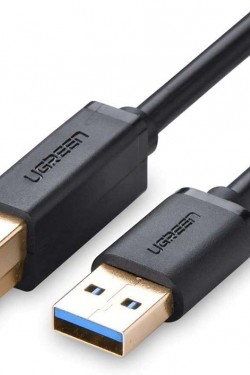 USB-A 3.0 & USB-B 3.0 Printer Cable, 1 Meter, Black