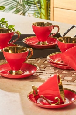 Ury Red Set mit 6 Kaffeetassen 90 ml