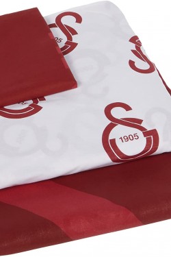 1000042137 Conjunto de capa de edredon de algodão com logotipo vermelho Galatasaray, multicolorido