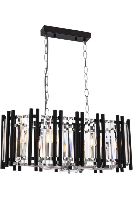 AV-60186-8KY Chrome/Black Plated Modern Chandelier, E14, Metal, Glass, 80x35cm