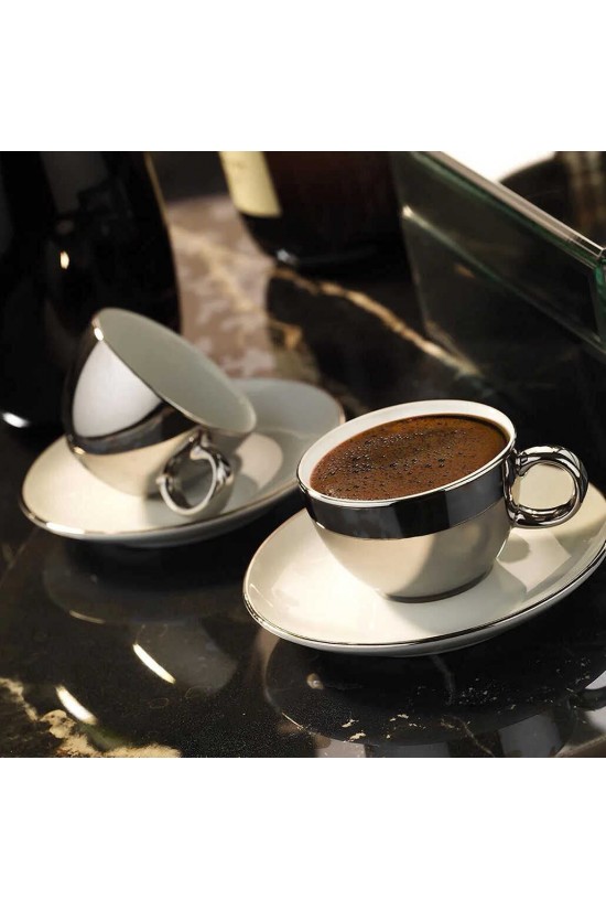 Zeugma 2 Kişilik 4 Parça Kahve Takımı Platin Kaplama, 93 ml Zeugma 2 Kişilik 4 Parça Kahve Takımı Platin Kaplama, 93 ml