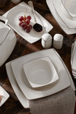 Service de vaisselle 60 pièces crème Platinum Square