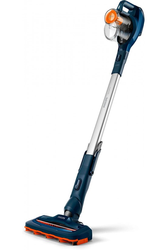 FC6724/01 Şarjlı Dik Süpürge, Mavi, 40 dakikaya varan çalışma süresi, 180 derecelik emiş başlığı, PowerBlade motor ve PowerCyclone 7