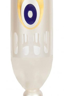 Tropfenform, goldvergoldete „Evil Eye“-Vase aus geschliffenem Glas und Perlmutt – 80 cm