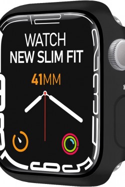 Watch 8/7 Uyumlu New Slim Fit Kılıf 41mm, Ekran Koruyuculu Akıllı Saat Kılıfı (Siyah)
