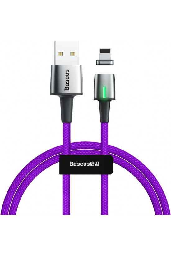 Zinc Magnc, Câble de charge et de transfert de données, Violet, 1 m, 2,4 A, USB Type A et Lightning, Pointe magnétique et lumière, Charge rapide Zinc Magnc, Câble de charge et de transfert de données, Violet, 1 m, 2,4 A, USB Type A et Lightning, Pointe magnétique et lumière, Charge rapide