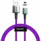 Zinc Magnc, Lade- und Datenübertragungskabel, Lila, 1 m, 2,4 A, USB Typ A und Lightning, magnetische Spitze und Licht, Schnellladung