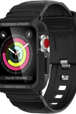 Watch Seri 3/2/1 (42mm) ile Uyumlu Kılıf Rugged Armor Pro Black - 059CS22408