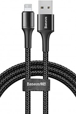 H, 2,4 A USB-A & Lightning Lade- und Datenübertragungskabel, 1 Meter, Schwarz