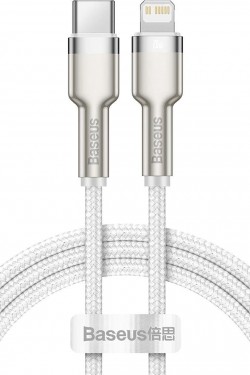 Cafule Metal Serisi, 20 W USB-C & Lightning Şarj & Data Aktarım Kablosu, 1 Metre, Beyaz, CATLJK-A02