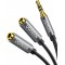 Audio-Splitterkabel, 3,5-mm-Stecker auf Dual-Buchse, Kopfhörer-Adapterkabel, 20 cm.