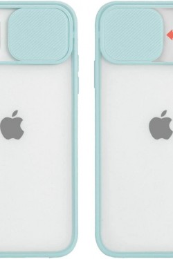 Iphone 12 Mini Kılıf (5.4inç)  Lensi Kapak Sürgülü Kamera Lens Koruması Turkuaz