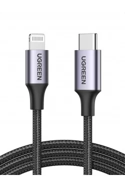 , Mfi Lisanslı USB-C & Lightning Hızlı Şarj ve Data Kablosu, 1 Metre, Siyah, 60759