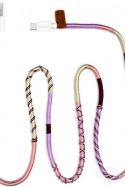 Handgefertigtes Purple Mix Micro Android Lade- und Datenkabel, 100 cm