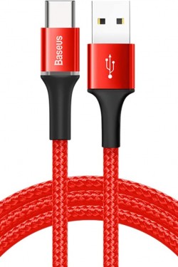 H, 3,0 A USB-A- und USB-C-Lade- und Datenübertragungskabel, 1 Meter, Rot