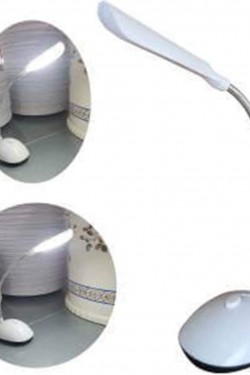 Kullanışlı Bükülebilir ve Taşınabilir Pilli Led Masa Lası Pratik Kitap Okuma Işığı, 2 x 14 x 21 cm, Gümüş