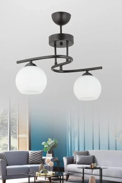 Neva 2 Stück Schwarz-Weiß-Glas Moderner Kronleuchter Mr. Muk Room Hall Kronleuchter, 25X50