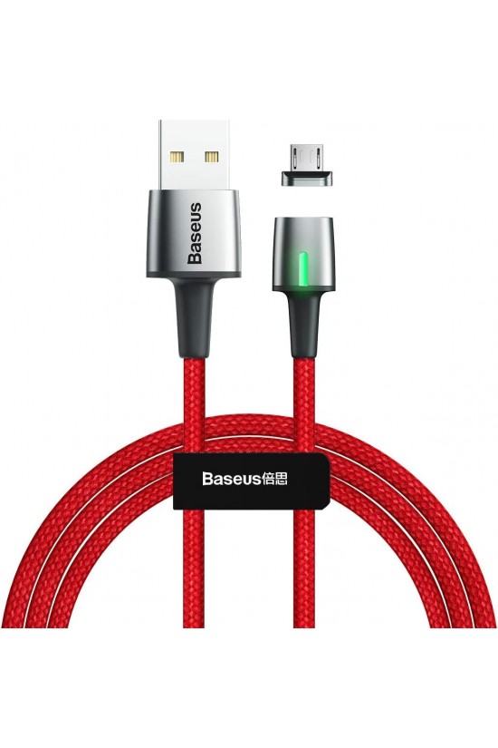 Zinc Magnc, câble de charge et de transfert de données USB-A et micro USB 1,5 A, pointe magnétique et lumière, charge rapide, 2 mètres, rouge, CAMXC-B09 Zinc Magnc, câble de charge et de transfert de données USB-A et micro USB 1,5 A, pointe magnétique et lumière, charge rapide, 2 mètres, rouge, CAMXC-B09