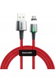 Zinc Magnc, câble de charge et de transfert de données USB-A et micro USB 1,5 A, pointe magnétique et lumière, charge rapide, 2 mètres, rouge, CAMXC-B09 Zinc Magnc, câble de charge et de transfert de données USB-A et micro USB 1,5 A, pointe magnétique et lumière, charge rapide, 2 mètres, rouge, CAMXC-B09