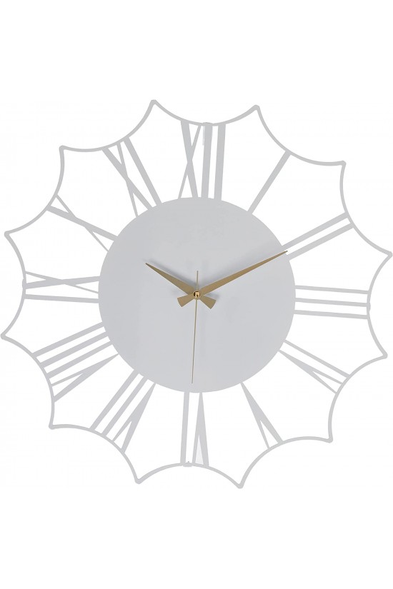MDS-50 Ela Metal Duvar Saati, Beyaz, 50x50 cm