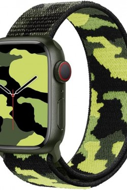 Watch 7 Ile Uyumlu Kamuflaj Desenli Kayış 45mm Hasır Örgü İşlemeli Kordon Asker Yeşil