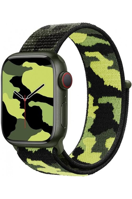 Watch 7 Ile Uyumlu Kamuflaj Desenli Kayış 45mm Hasır Örgü İşlemeli Kordon Asker Yeşil Watch 7 Ile Uyumlu Kamuflaj Desenli Kayış 45mm Hasır Örgü İşlemeli Kordon Asker Yeşil