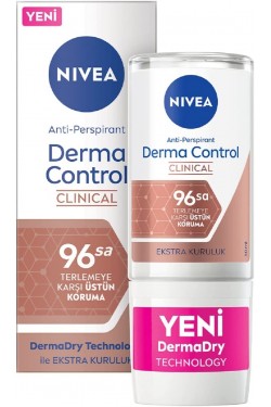 Derma Control Clinical Kadın Roll-on deodorant 50 ml, 96 saat üstün koruma, Anti-perspirant