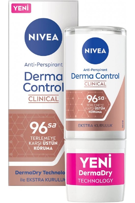Derma Control Clinical Kadın Roll-on deodorant 50 ml, 96 saat üstün koruma, Anti-perspirant