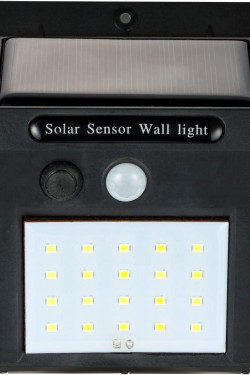 Güneş Enerjili Solar 20 Led Sensörlü Duvar Aydınlatma, Siyah