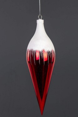 Beyaz/kırmızı Yılbaşı Damla Süs 18x61 Cm