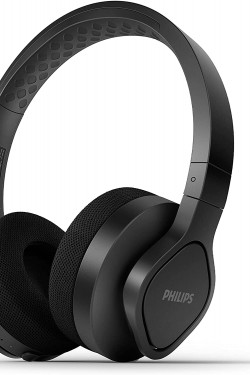Audio A4216BK/00 On-Ear-Sportkopfhörer kabellos, 40-mm-Treiber, 35 Stunden Spielzeit, IP55 Staub-/Wasserschutz, kühlere Ohrmuscheln, waschbare Ohrpolster, schwarz, Modell 2021/2022