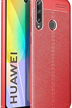 P40 Lite E Hülle Niss Lederoptik Silikon Rot