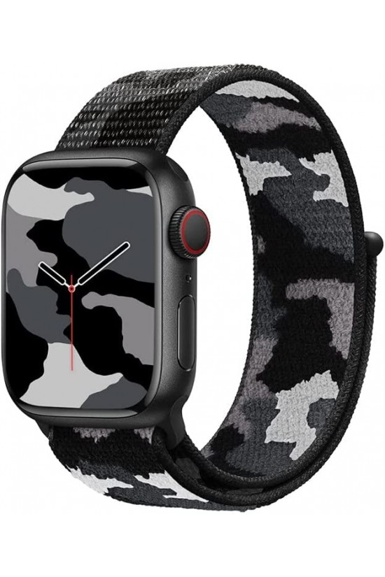 Watch 7 Ile Uyumlu Kamuflaj Desenli Kayış 45mm Hasır Örgü İşlemeli Kordon Siyah Watch 7 Ile Uyumlu Kamuflaj Desenli Kayış 45mm Hasır Örgü İşlemeli Kordon Siyah
